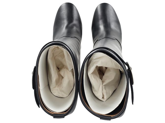 Botas de rodilla con tacón Chrome de Hermès en cuero negro - vista 4