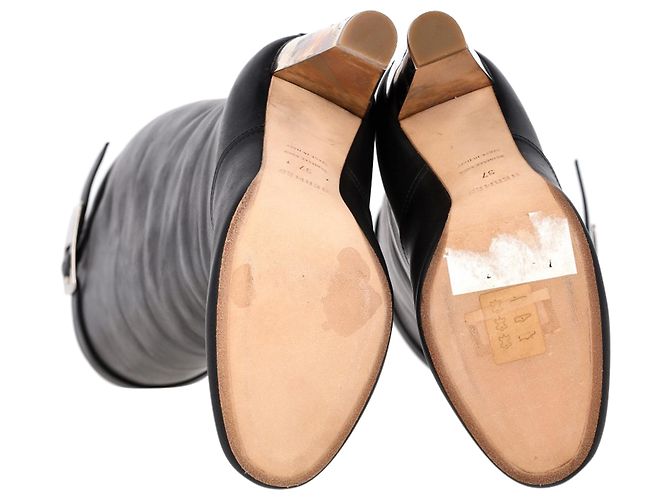 Botas de rodilla con tacón Chrome de Hermès en cuero negro - vista 7