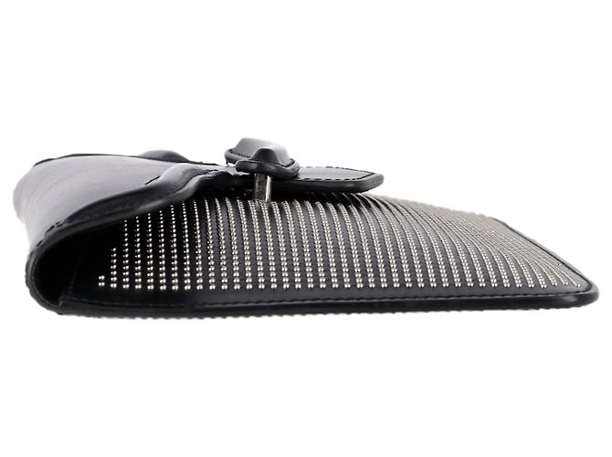 Pochette Piatta Heroine Studded in Pelle Nera di Alexander McQueen Nero - vista 3