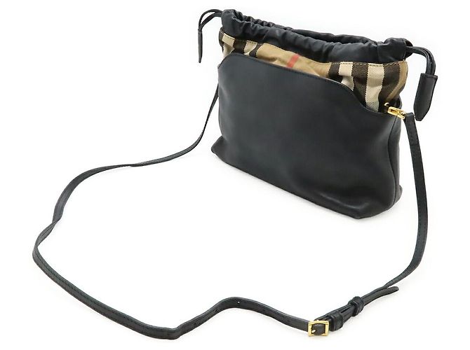 Borsa a Spalla in Pelle Mega Check Burberry Nero - vista 2