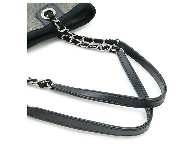 2.55 Borsa Deauville in tela e pelle Chanel Grigio - vista 4