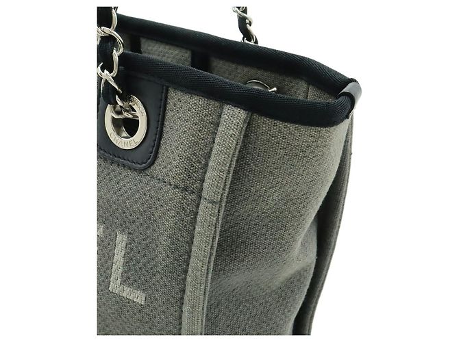 2.55 Borsa Deauville in tela e pelle Chanel Grigio - vista 6