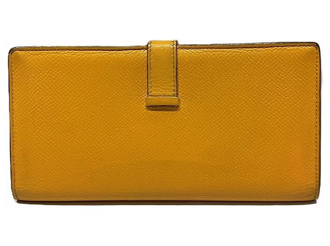 Portafoglio Lungo Soufflet in Pelle Epsom Béarn di Hermès Giallo - vista 2