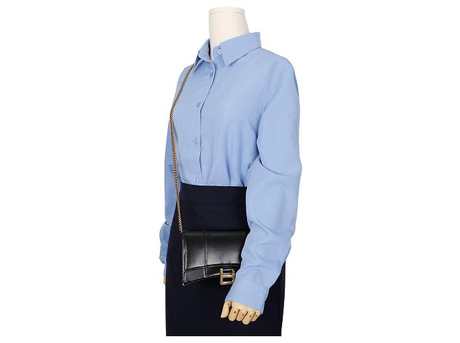 Balenciaga Borsa a tracolla con catena Hourglass Nero - vista 12