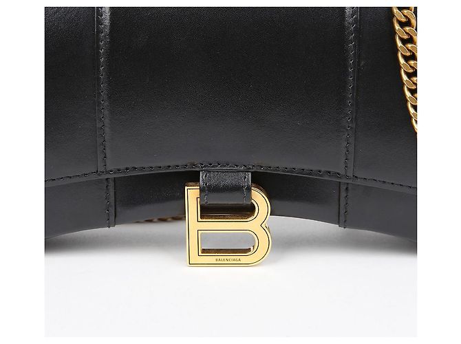 Balenciaga Borsa a tracolla con catena Hourglass Nero - vista 3