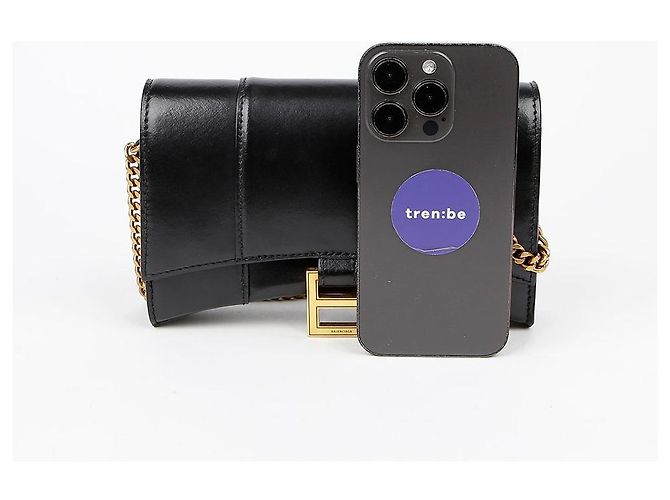 Balenciaga Borsa a tracolla con catena Hourglass Nero - vista 9