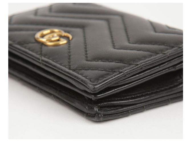 Gucci Schwarze matelassierte Leder GG Marmont Kartenetui - Ansicht 11