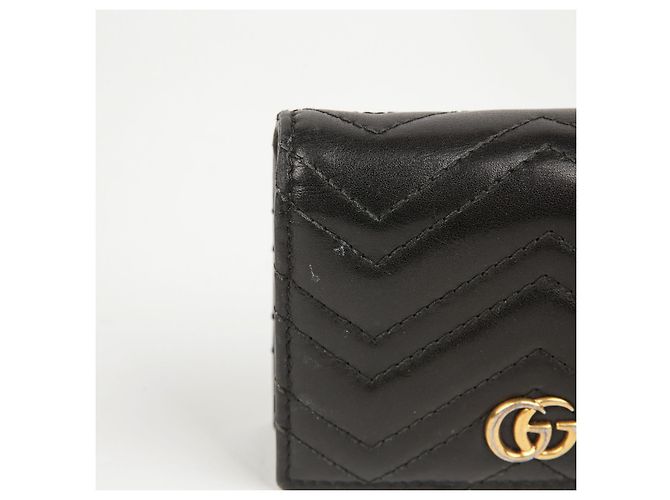 Gucci Schwarze matelassierte Leder GG Marmont Kartenetui - Ansicht 2