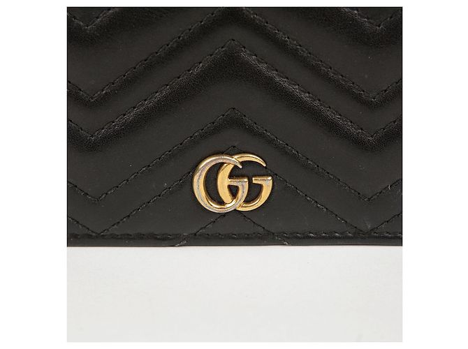 Gucci Schwarze matelassierte Leder GG Marmont Kartenetui - Ansicht 3