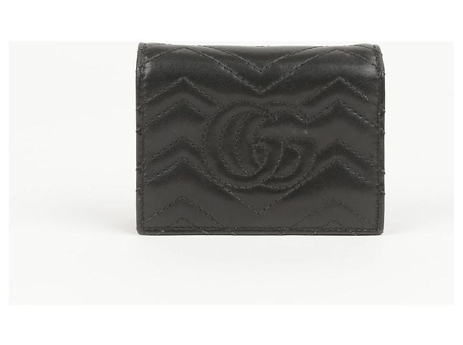 Gucci Schwarze matelassierte Leder GG Marmont Kartenetui - Ansicht 4