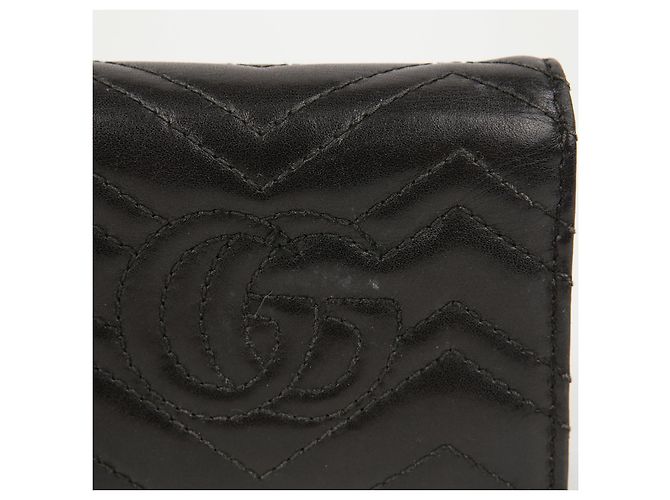 Gucci Schwarze matelassierte Leder GG Marmont Kartenetui - Ansicht 5