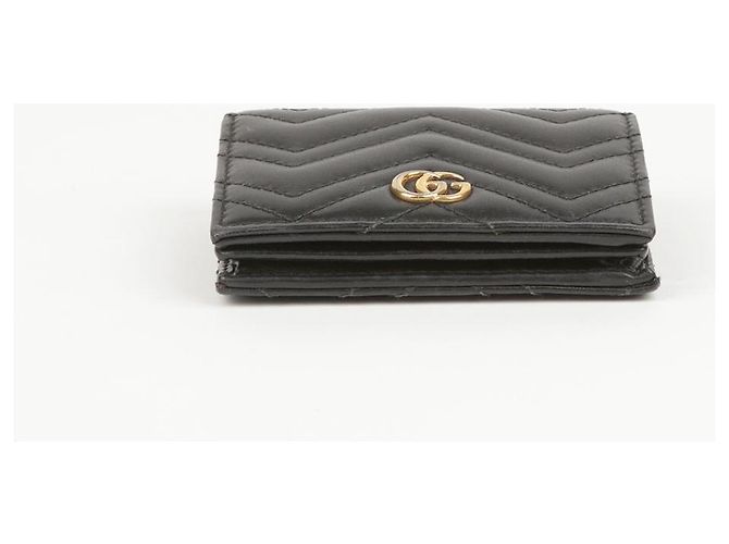 Gucci Schwarze matelassierte Leder GG Marmont Kartenetui - Ansicht 9
