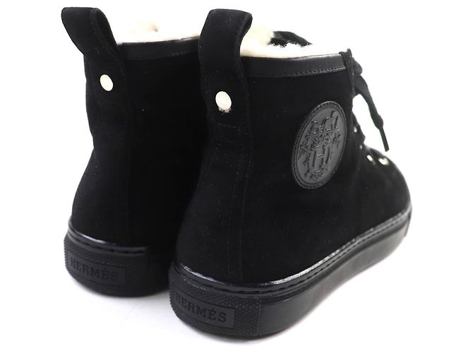 Baskets montantes en daim JIMMY d'Hermès Noir - vue 3