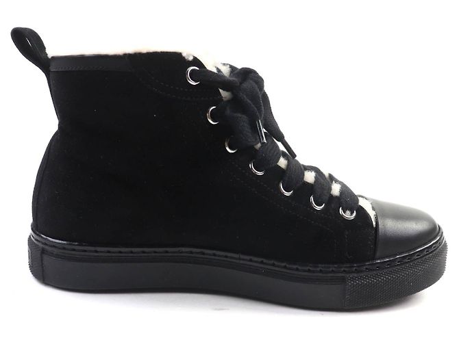 Baskets montantes en daim JIMMY d'Hermès Noir - vue 6