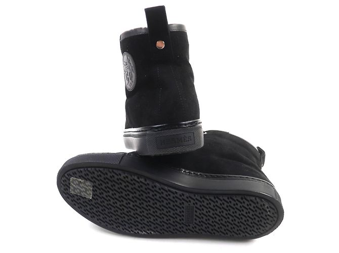 Baskets montantes en daim JIMMY d'Hermès Noir - vue 7