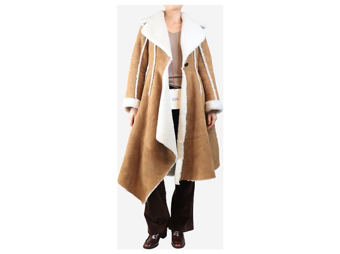 Alexander Mcqueen Abrigo de ante marrón con sherpa - talla UK 8 Castaño - vista 3