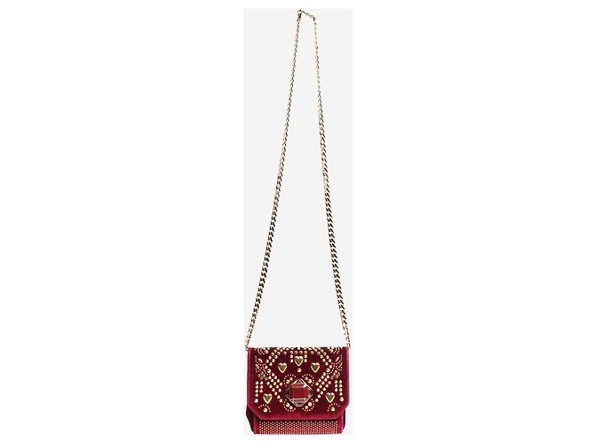 Elie Saab Borsa a tracolla in velluto bordeaux con borchie - vista 2