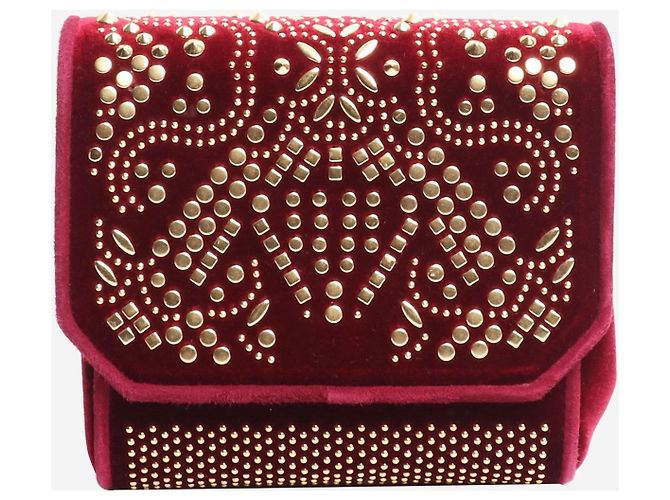 Elie Saab Borsa a tracolla in velluto bordeaux con borchie - vista 3