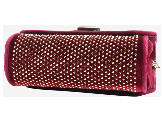 Elie Saab Borsa a tracolla in velluto bordeaux con borchie - vista 5
