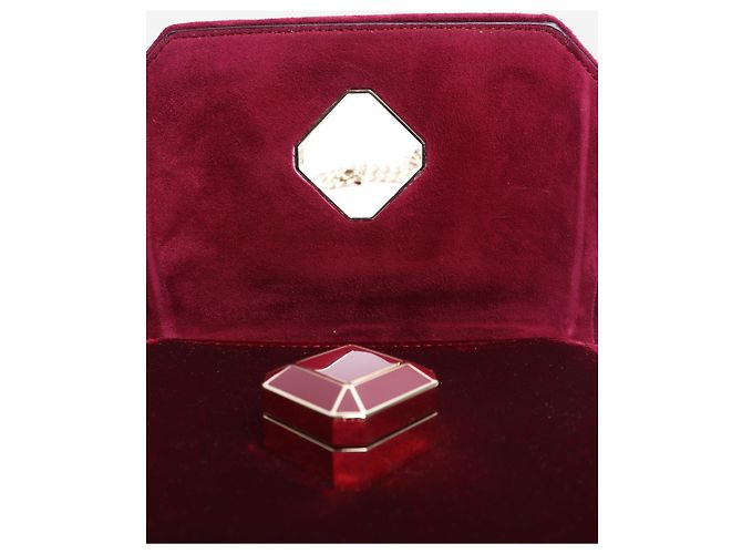 Elie Saab Borsa a tracolla in velluto bordeaux con borchie - vista 6