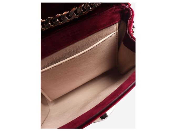 Elie Saab Borsa a tracolla in velluto bordeaux con borchie - vista 7