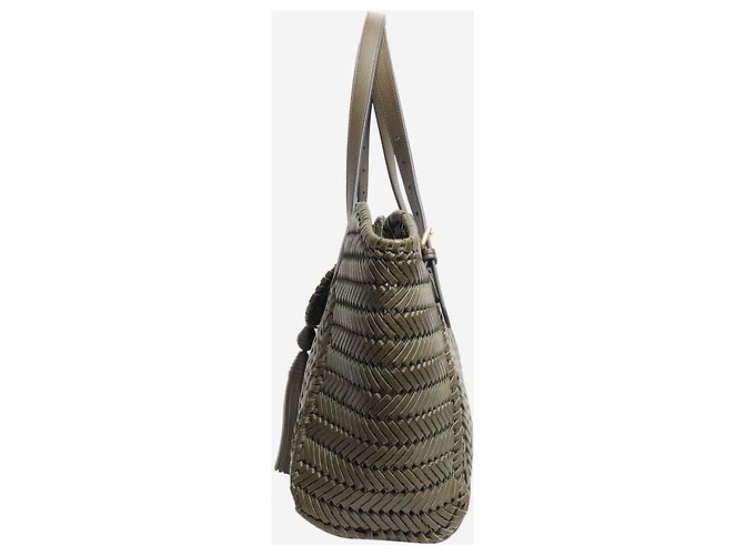 Anya Hindmarch Khaki-gewebte Leder-Tote - Ansicht 2