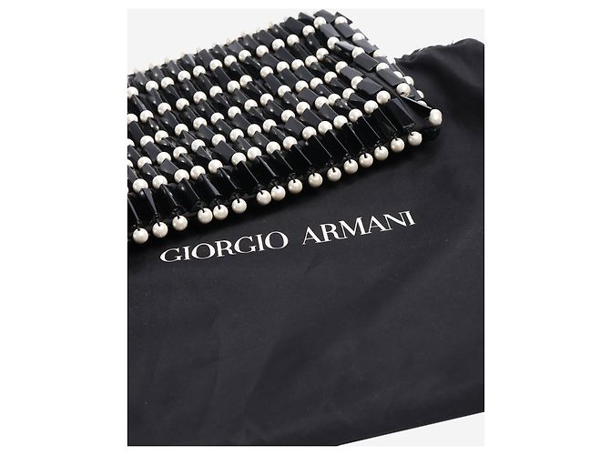 Giorgio Armani Clutch vintage in perline bianco e nero degli anni '90 - vista 5