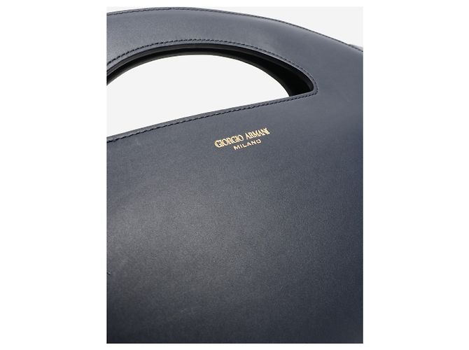 Giorgio Armani Bolso de mano de cuero azul marino con correa - vista 5