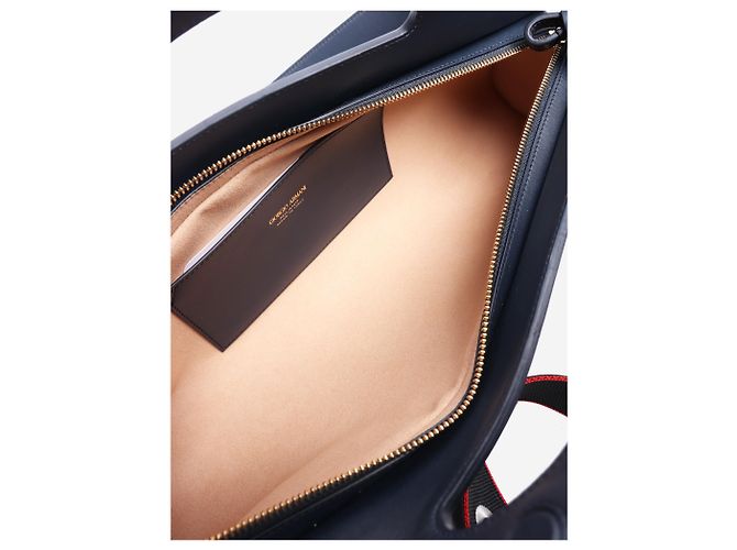 Giorgio Armani Bolso de mano de cuero azul marino con correa - vista 6