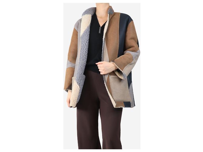 Autre Marque Abrigo de sherpa reversible marrón - talla S Castaño - vista 3
