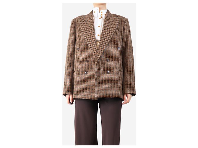 Autre Marque Blazer doppiopetto a quadri marroni - Taglia unica Marrone - vista 3