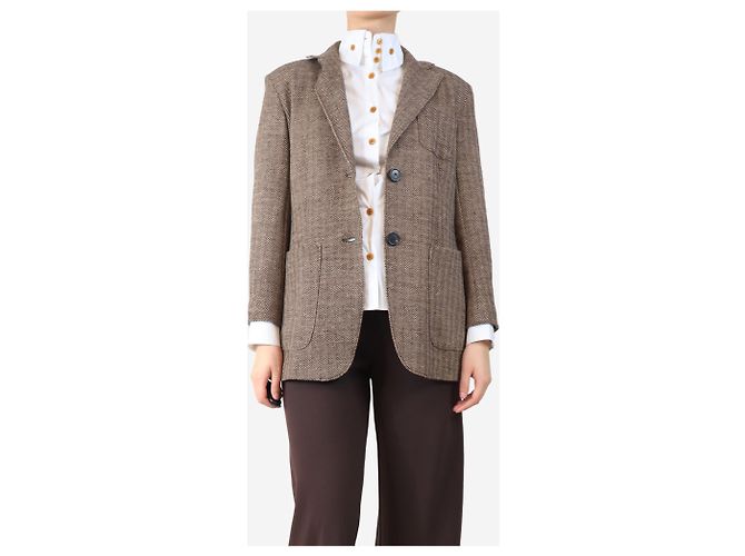 Weekend Max Mara Chaqueta de lana en espiga marrón - tamaño UK 12 - Ansicht 3