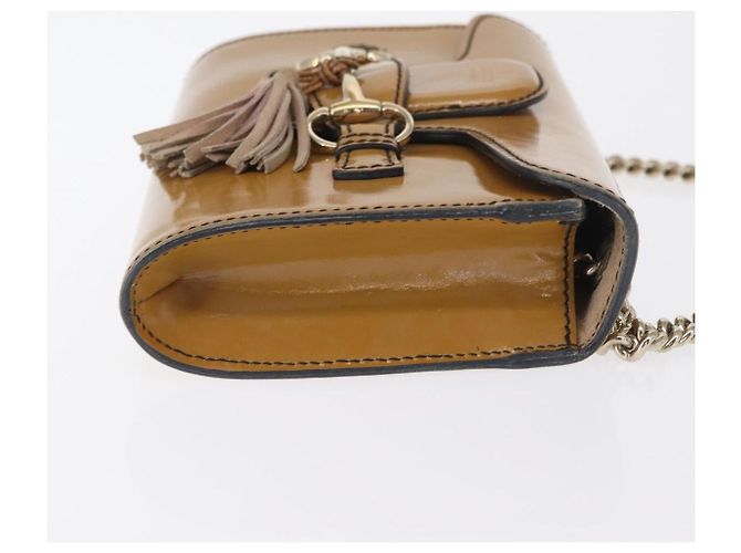 Gucci Emily Chain Flap Patent Small Beige - vista 3