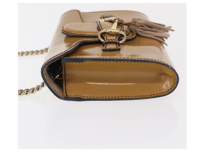 Gucci Emily Chain Flap Patent Small Beige - vista 4