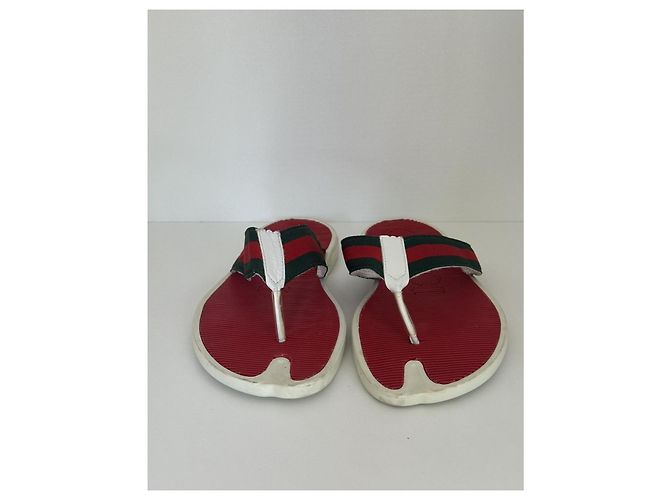 Infradito Gucci Web Trimm Bianche Cotone e Gomma Bianco - vista 2