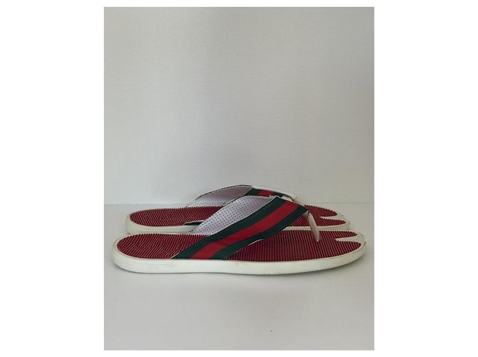 Infradito Gucci Web Trimm Bianche Cotone e Gomma Bianco - vista 3
