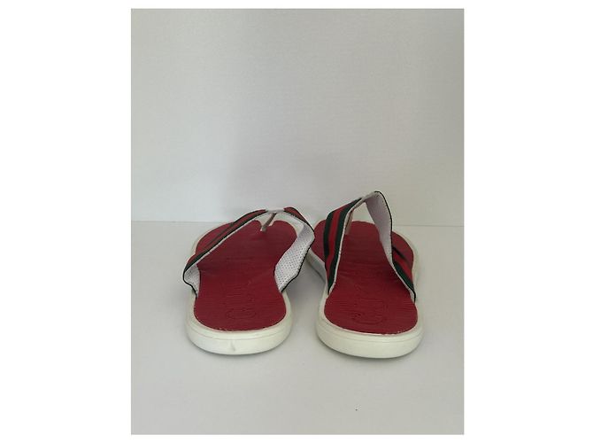 Infradito Gucci Web Trimm Bianche Cotone e Gomma Bianco - vista 4