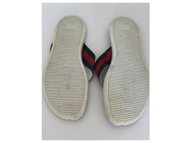 Infradito Gucci Web Trimm Bianche Cotone e Gomma Bianco - vista 7
