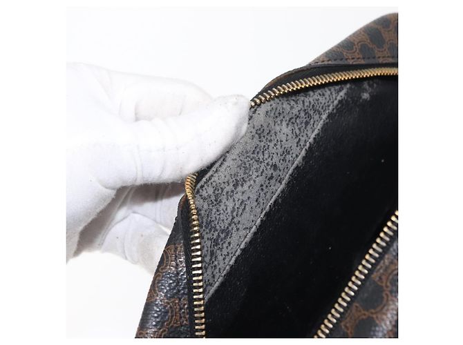 Céline Borsa a mano in tela Macadam CELINE in pelle PVC nera e oro Auth 164398 Nero D'oro - vista 20