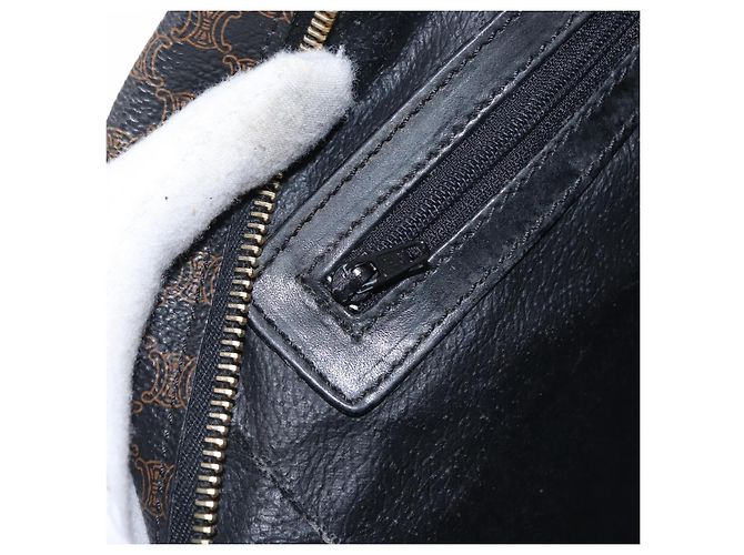 Céline Borsa a mano in tela Macadam CELINE in pelle PVC nera e oro Auth 164398 Nero D'oro - vista 21