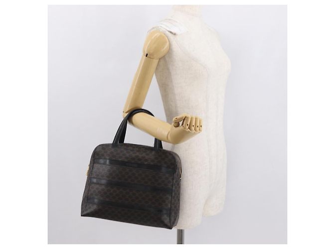 Céline Borsa a mano in tela Macadam CELINE in pelle PVC nera e oro Auth 164398 Nero D'oro - vista 24