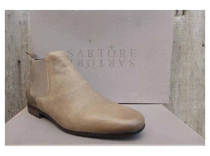 Botas Chelsea Sartore de piel beige - vista 2