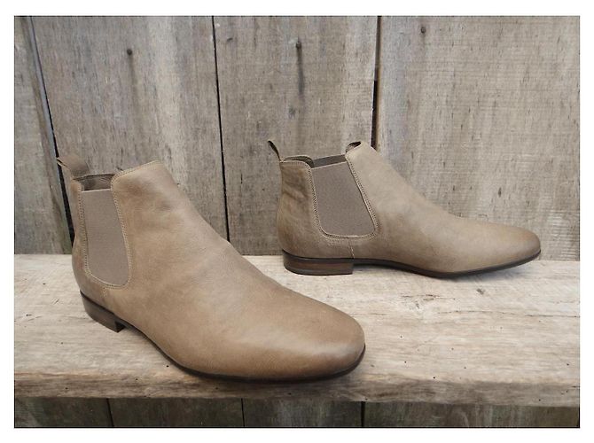 Botas Chelsea Sartore de piel beige - vista 3