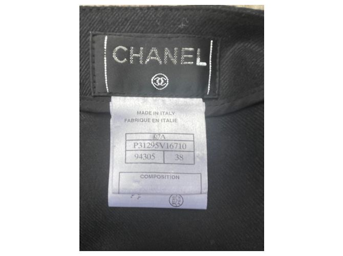 Cambon Falda Chanel de lana negra talla 38 Negro - vista 4
