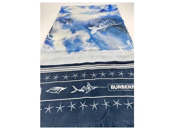 Sciarpa in cashmere 100% Burberry – Stampa Sirena e Miti del Mare Multicolore - vista 7