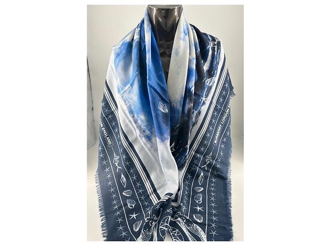 Sciarpa in cashmere 100% Burberry – Stampa Sirena e Miti del Mare Multicolore - vista 9