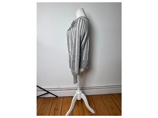 Autre Marque Pull ras du cou vintage Mariea Kim Gris/Blanc/Noir M Multicolore - vue 3