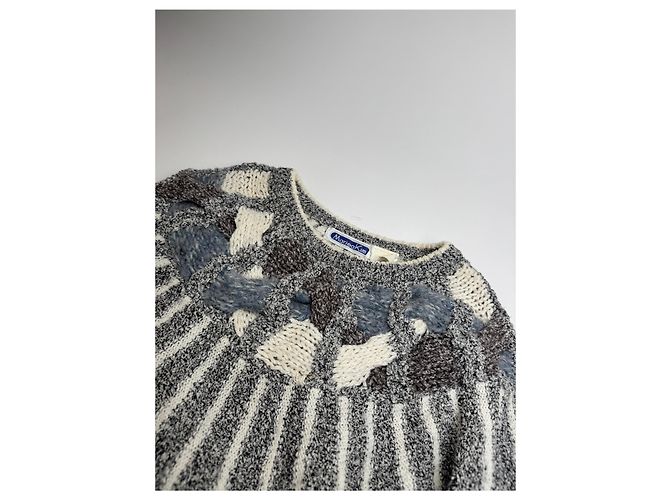 Autre Marque Pull ras du cou vintage Mariea Kim Gris/Blanc/Noir M Multicolore - vue 6