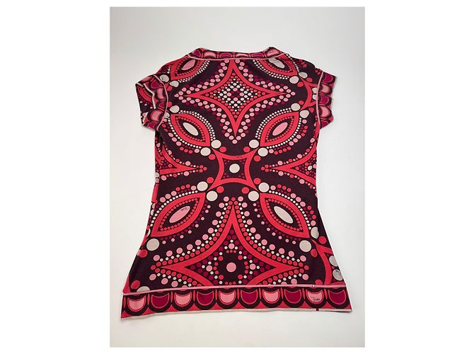 Vintage Emilio Pucci abstraktes farbiges Oberteil Rot M - Ansicht 10
