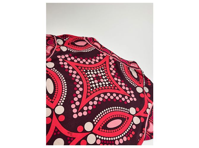 Vintage Emilio Pucci abstraktes farbiges Oberteil Rot M - Ansicht 11